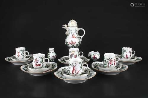 Meissen Kaffeeservice Jägerlatein, coffee set,Meissen Kaffeeservice Jägerlatein, cof