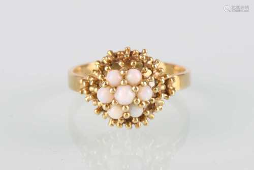 585 Goldring mit weißen Opal-Perlen, gold ring,585 Goldring mit weißen Opal-Perlen,