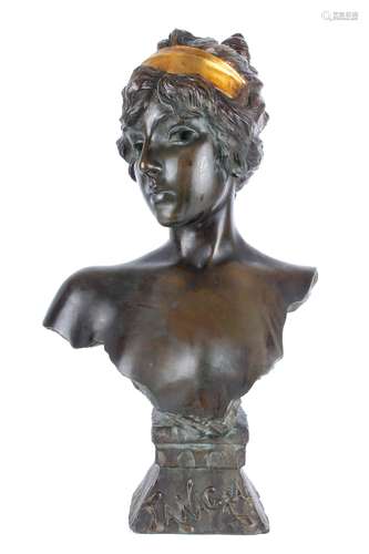 Emmanuel Villanis (1858-1914) Bronze Büste von Tanagra, bronze bust of Tanagra,Emmanu