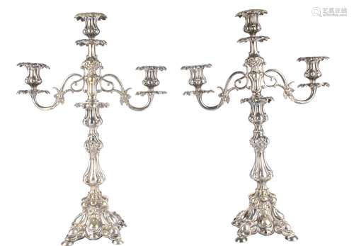 Paar große Girandolen, 3-flammig, girandoles candlestands,Paar große Girandolen, 3-f