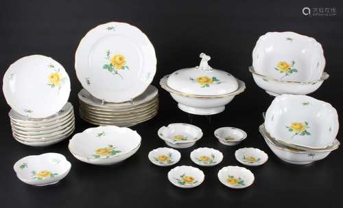 Meissen Gelbe Rose Speiseservice für 6 Personen, dining set,Meissen Gelbe Rose Speise