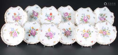 12 Kuchenteller Blumenbukett, dessert plates,12 Kuchenteller Blumenbukett, dessert p