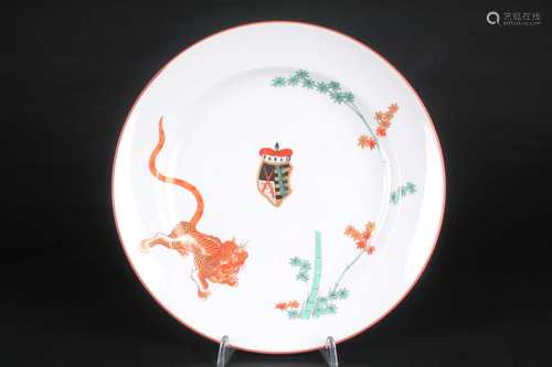 Meissen Teller - Roter Löwe mit Wappen, collection plate,Meissen Teller - Roter Löwe