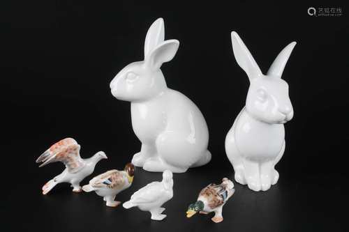 KPM Berlin 6 Tierfiguren, 6 animal porcelain sculptures,KPM Berlin 6 Tierfiguren, 6 an