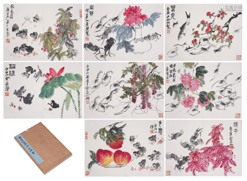 A CHINESE PAINTING ALBUM OF FLOWERS AND ANIMALS