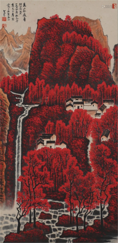 A CHINESE PAINTING HANGING SCROLL OF AUTUMN LA…