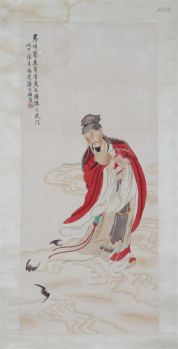 A CHINESE PAINTING HANGING SCROLL OF FIGURE
