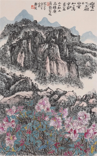 A CHINESE PAINTING HANGING SCROLL OF LANDSCAPE&…