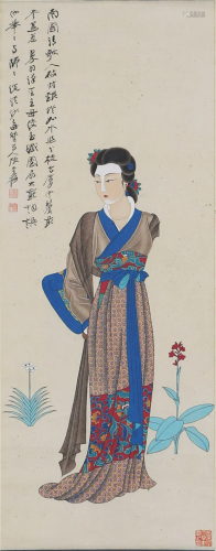 A CHINESE PAINTING HANGING SCROLL OF LADY