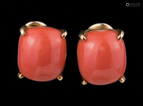 Mish New York Gold and Coral Earclips