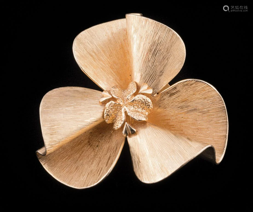 14 kt. Yellow Gold Clover Clip/Brooch