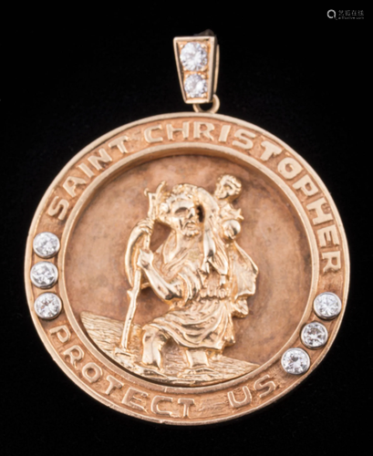 Yellow Gold and Diamond St. Christopher Medal