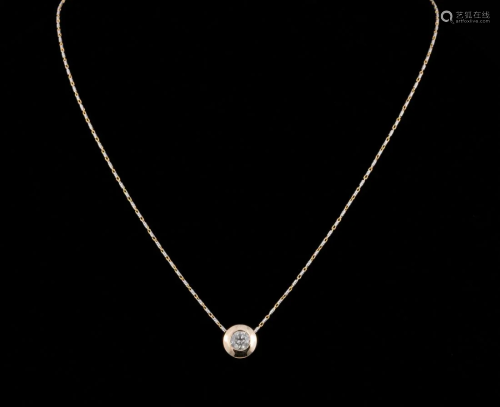 14 kt. Yellow Gold and Diamond Solitaire Pendant