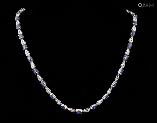 White Gold, Sapphire and Diamond Necklace