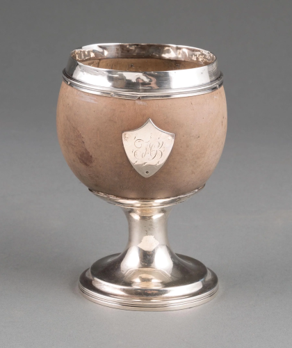Georgian Sterling Silver-Mounted Coconut Goblet