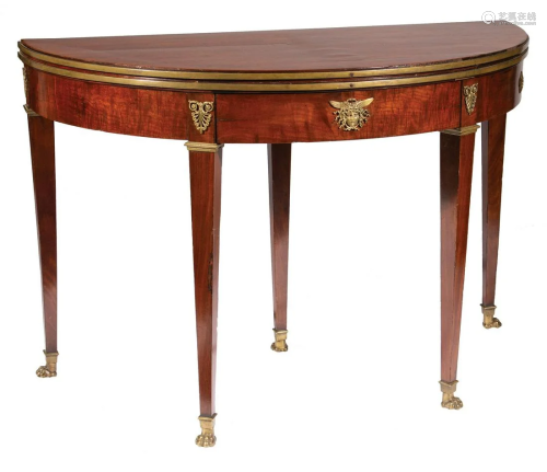 Neoclassical Bronze-Mounted Mahogany Games Table
