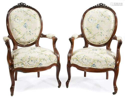 American Carved Rosewood Parlor Chairs