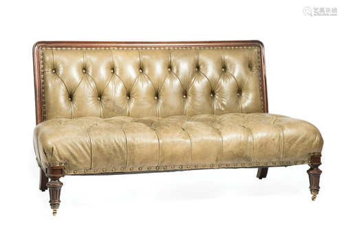 Ralph Lauren Mahogany and Leather Sofa