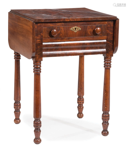 Southern Figured Mahogany Drop-Leaf Work Table