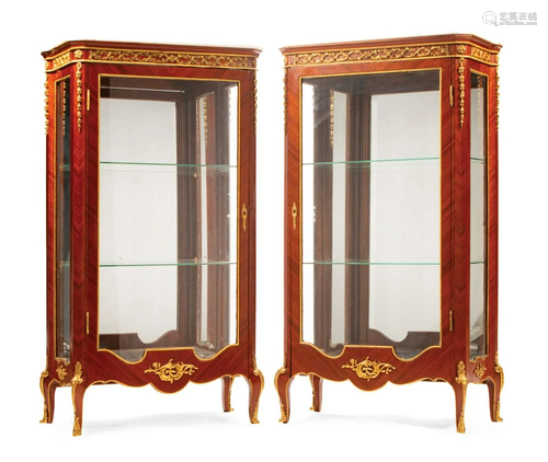 Pair French Bronze-Mounted Vitrine Cabinets