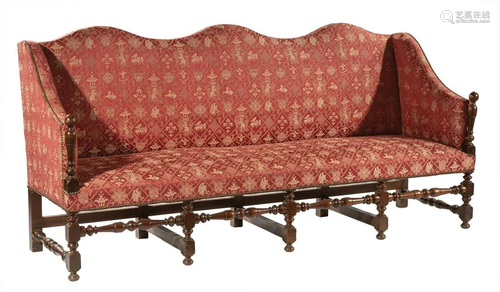 William and Mary-Style Carved Walnut Sofa