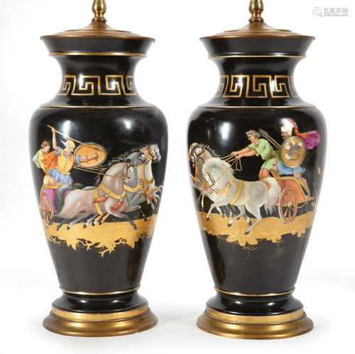 Pair of Neo-Grec Porcelain Table Lamps