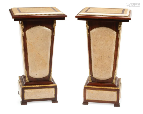 Bronze-Mounted Mahogany Marble and Pedestals