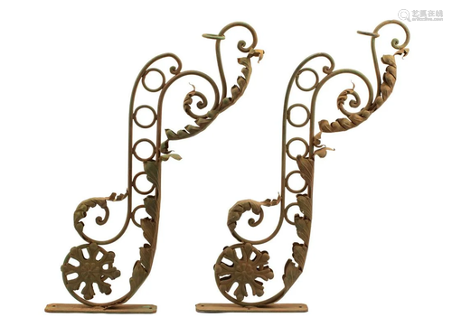 Wrought Iron Foliate Scroll Sign Brackets