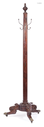 American Carved Mahogany Hall Stand