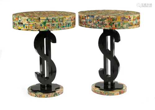 Pair of Art Moderne Comic Veneer Oval Tables