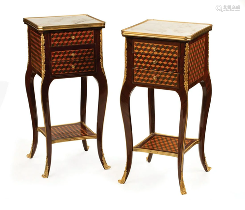 Pair of Louis XV-Style Parquetry Bedside Tables