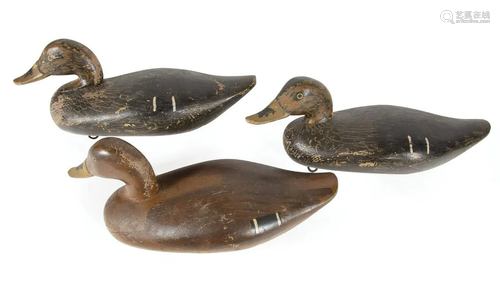 Three Chesapeake Bay Carved Duck Decoys