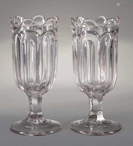 Pair of American Molded Glass Celery Vases