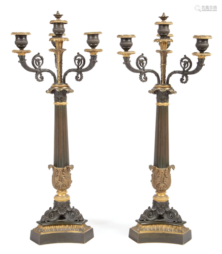 Gilt and Patinated Bronze Candelabra