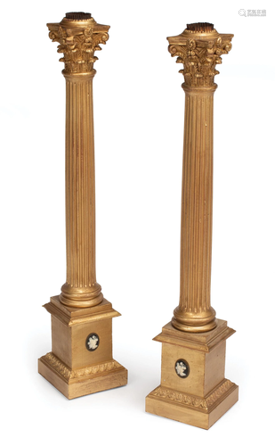 Carved Giltwood Columnar Prickets