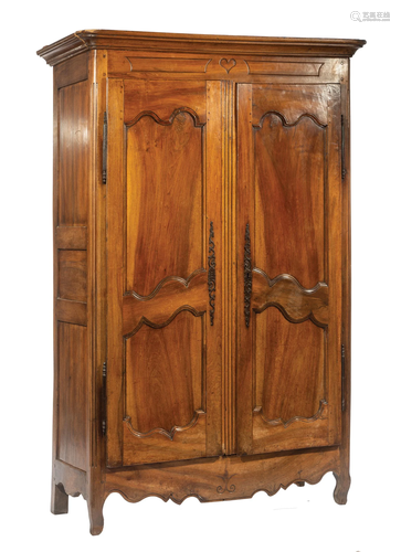 Provincial Carved Fruitwood Two Door Armoire