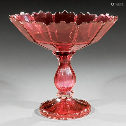 Continental Panel Cut Cranberry Crystal Compote