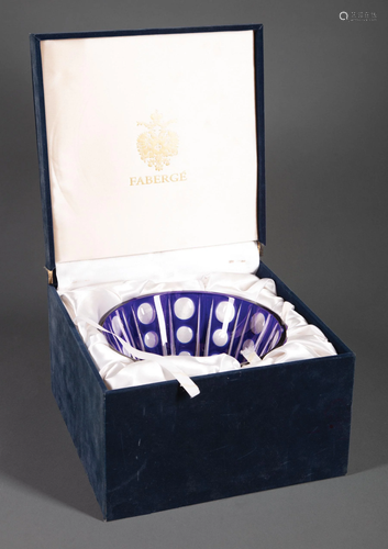 Fabergé Blue Cut-to-Clear Crystal Bowl