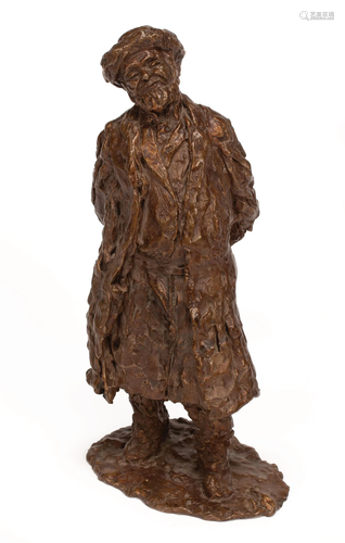 Patinated Bronze Figure of an Old Man in Hat