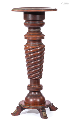 Aesthetic Spiral-Carved Hardwood Pedestals