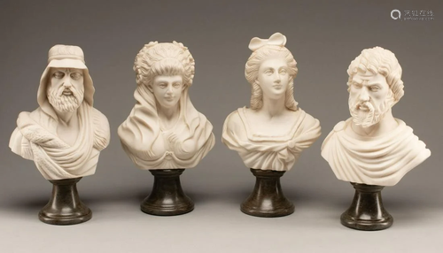 Four Italian Carved Marble Busts