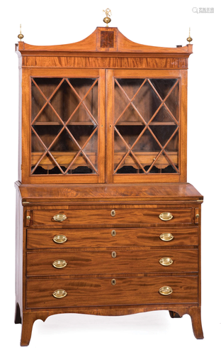 American Federal Mahogany Secretary Bookcase