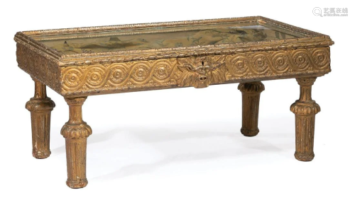 Italian Carved and Painted Wood Vitrine Table