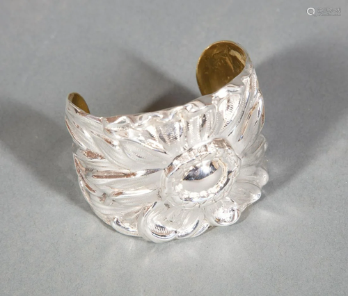 Galmer Sterling Silver Repousse Cuff Bracelet