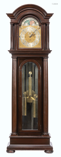 Colonial Mfg Mahogany Nine Tube Tall Case Clock