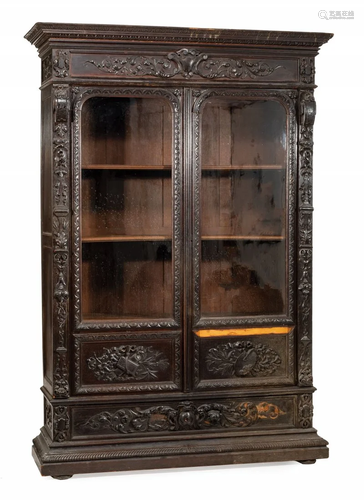 American Renaissance Carved Oak Cabinet