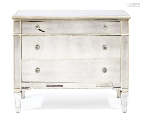 Contemporary Mirror-Inset Chest of Drawers