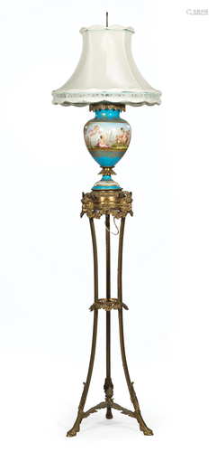 Gilt Bronze-Mounted Sevres-Style Porcelain Lamp