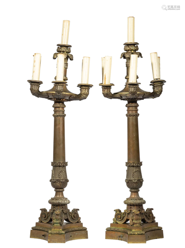 Empire-Style Bronze Seven-Light Candelabra