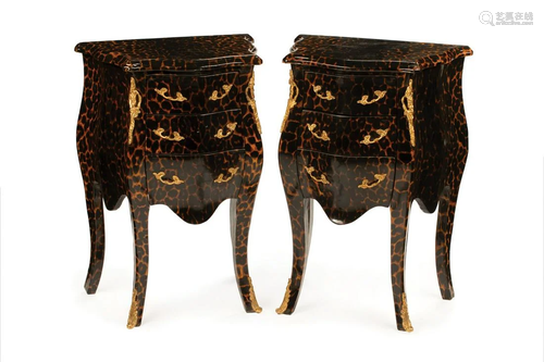 Bronze-Mounted Bombe Bedside Commodes